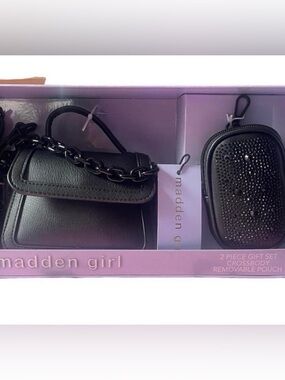 Madden Girl✨🤍🩷 Black 2-Piece Crossbody Set with Chain Strap